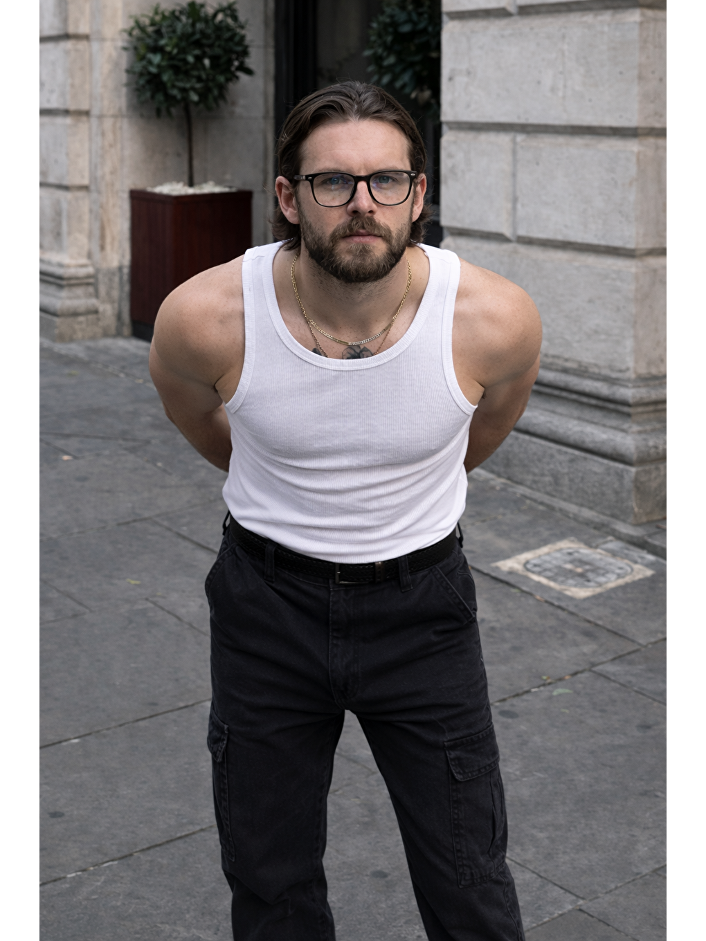 Gri Erkek Günlük Kargo Cep Füme Baggy Pantolon-2