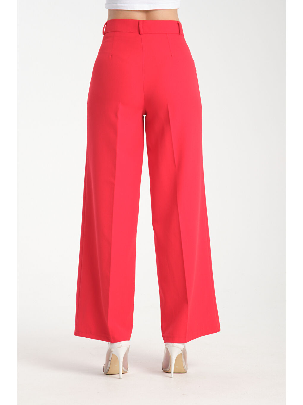 Kırmızı Kadın Plazzo Kumaş Pantolon 2985-3