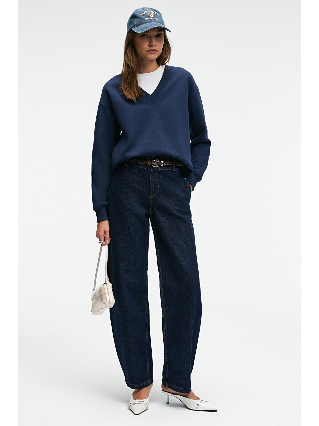 Arınel Kadın V Yaka Regular Fit Lacivert Sweatshirt-3