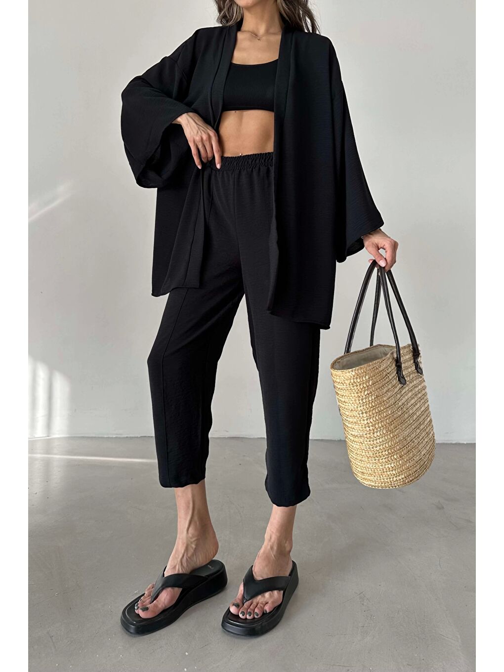 Kadın Siyah Kimono Takım-8