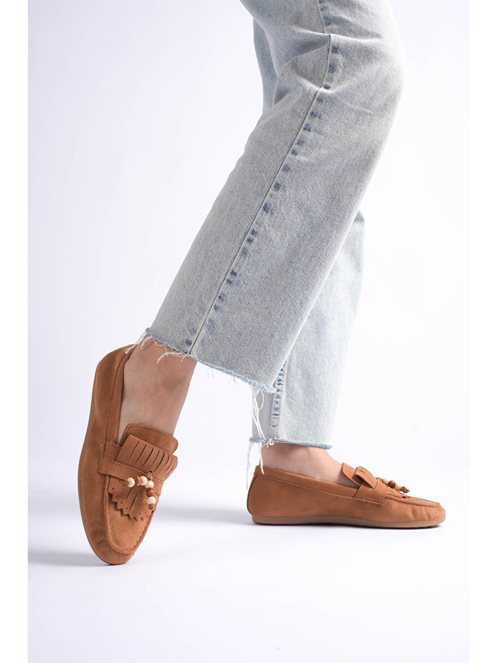 Kahverengi Kadın Taba Rahat Kalıp Günlük Tokalı Babet-2