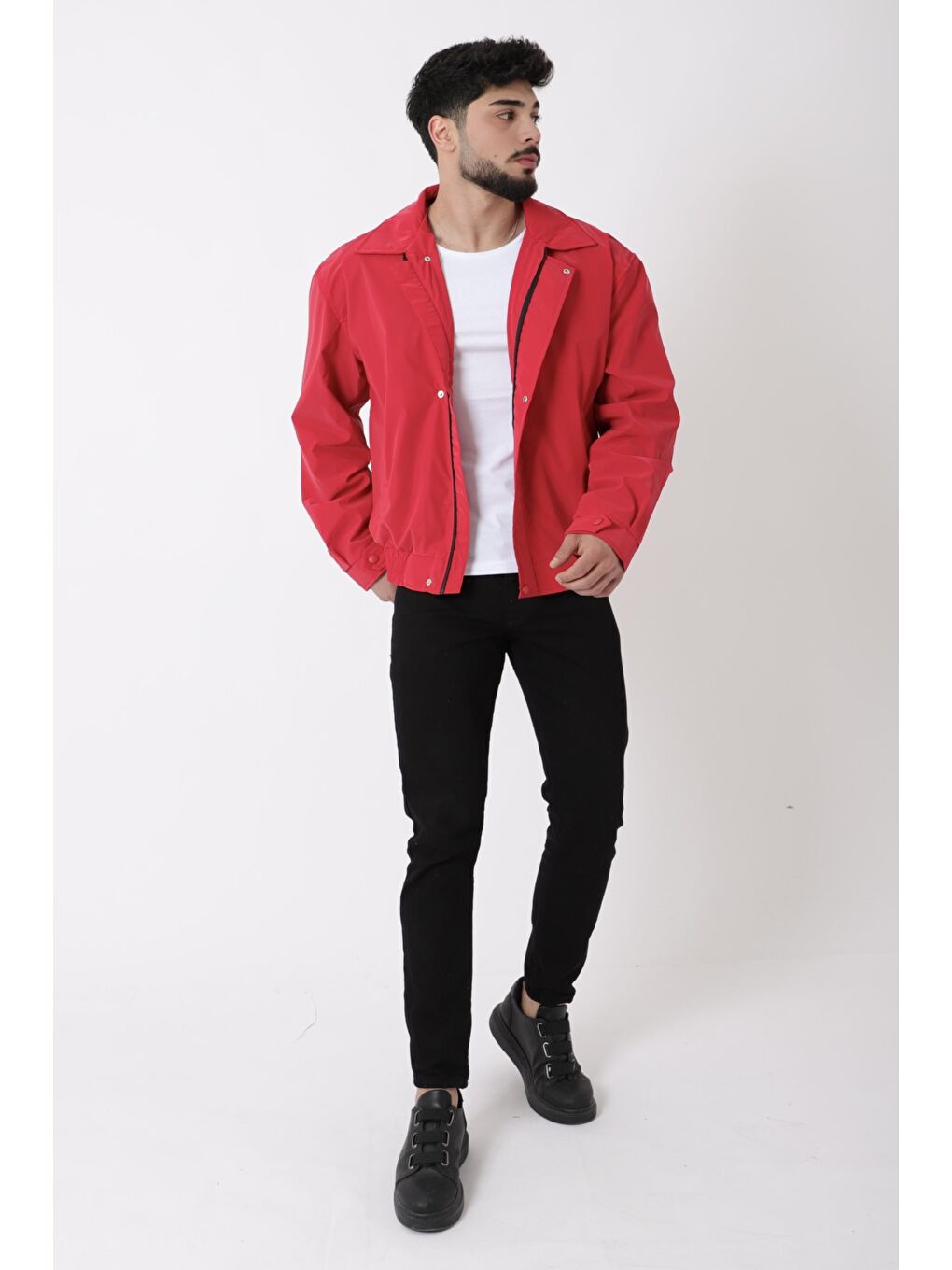 Kırmızı Yakalı Bel Lastikli Nova Mevsimlik Mont BL 1811_60326-3