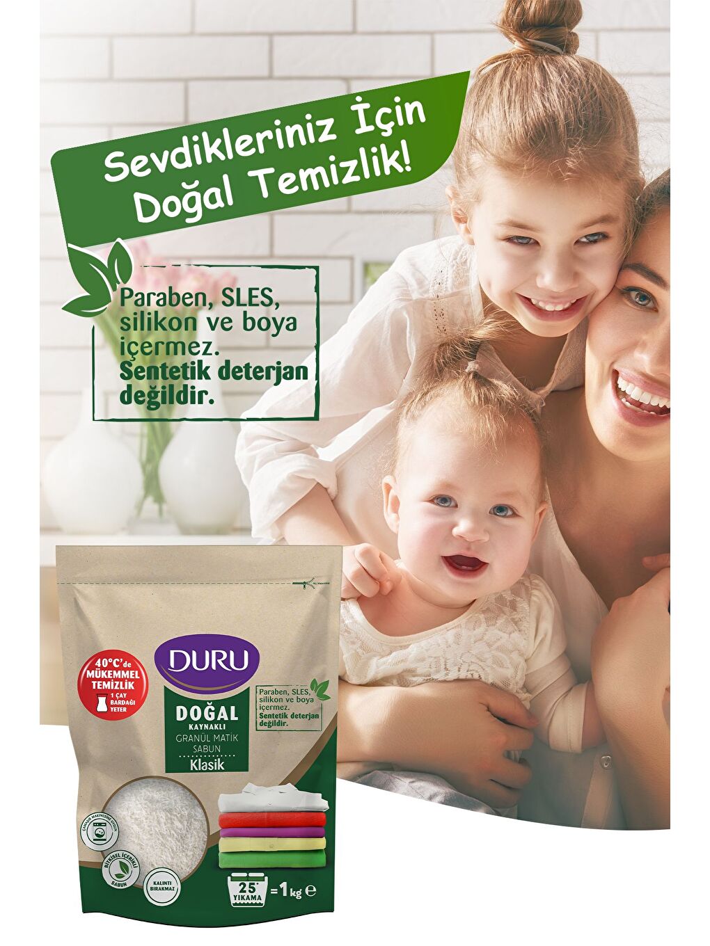 Duru Beyaz Doğal Granül Matik Sabun Klasik 3 x 1 kg - 2