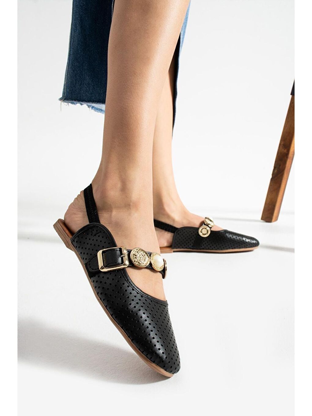 Siyah Luwe Hafif Ses Yapmaz Toka Detaylı Hava Alabilen Günlük Ev Ofis Kadın Babet-1