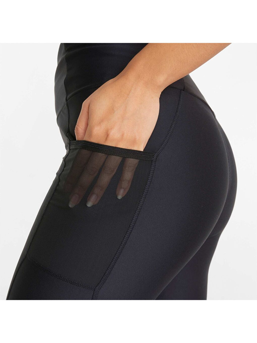 Siyah Marathon Yüksek Bel Tam Boy Kadın Koşu Tayt-1