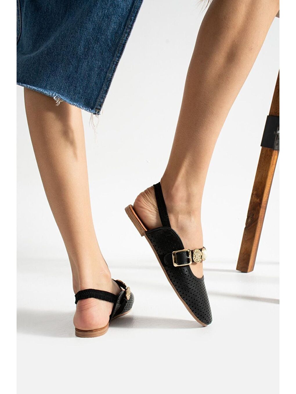 Siyah Luwe Hafif Ses Yapmaz Toka Detaylı Hava Alabilen Günlük Ev Ofis Kadın Babet-2