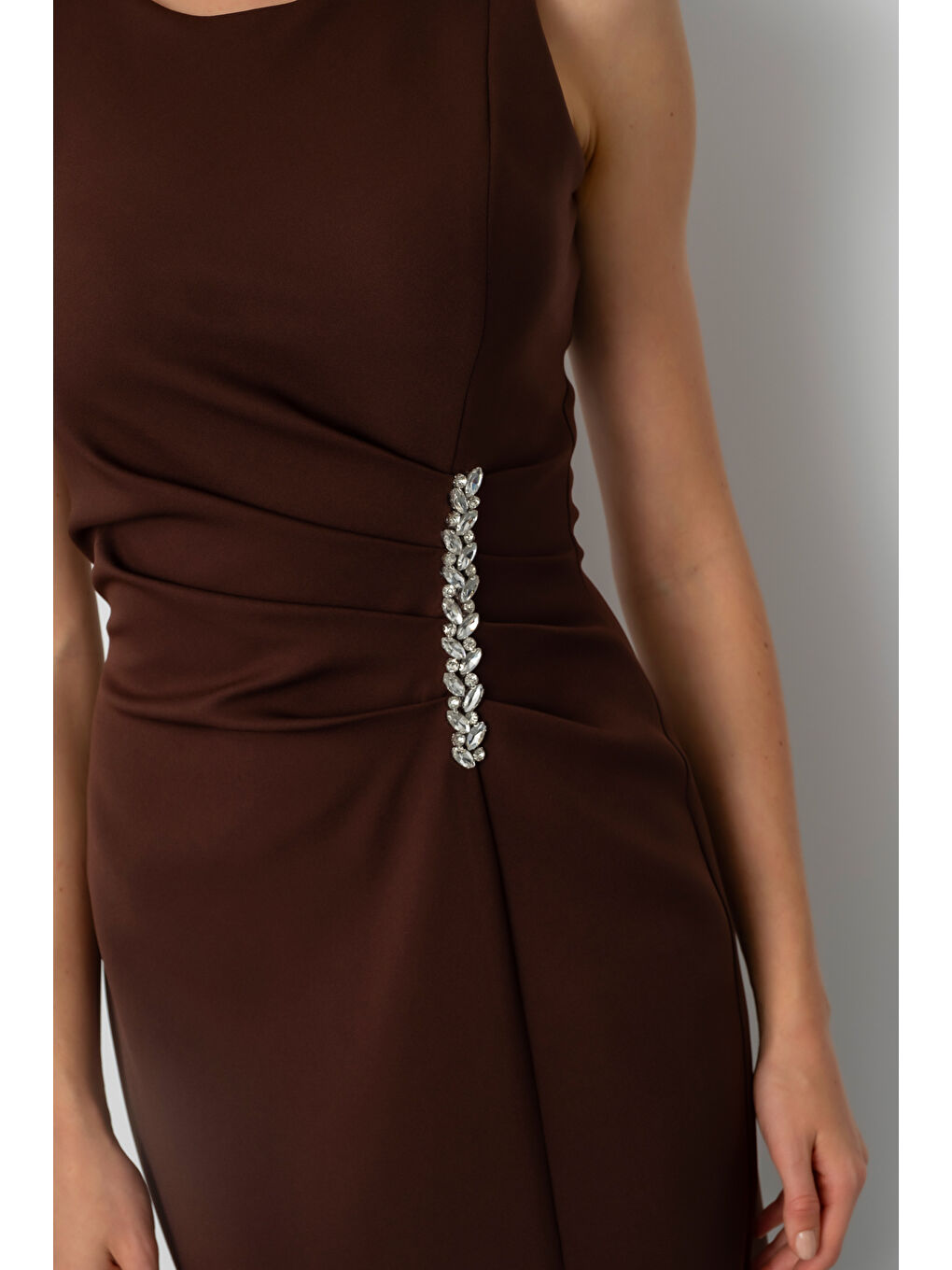 Kadın Kahverengi Otrişli Söz Nişan Nikah Abiye Elbise-3