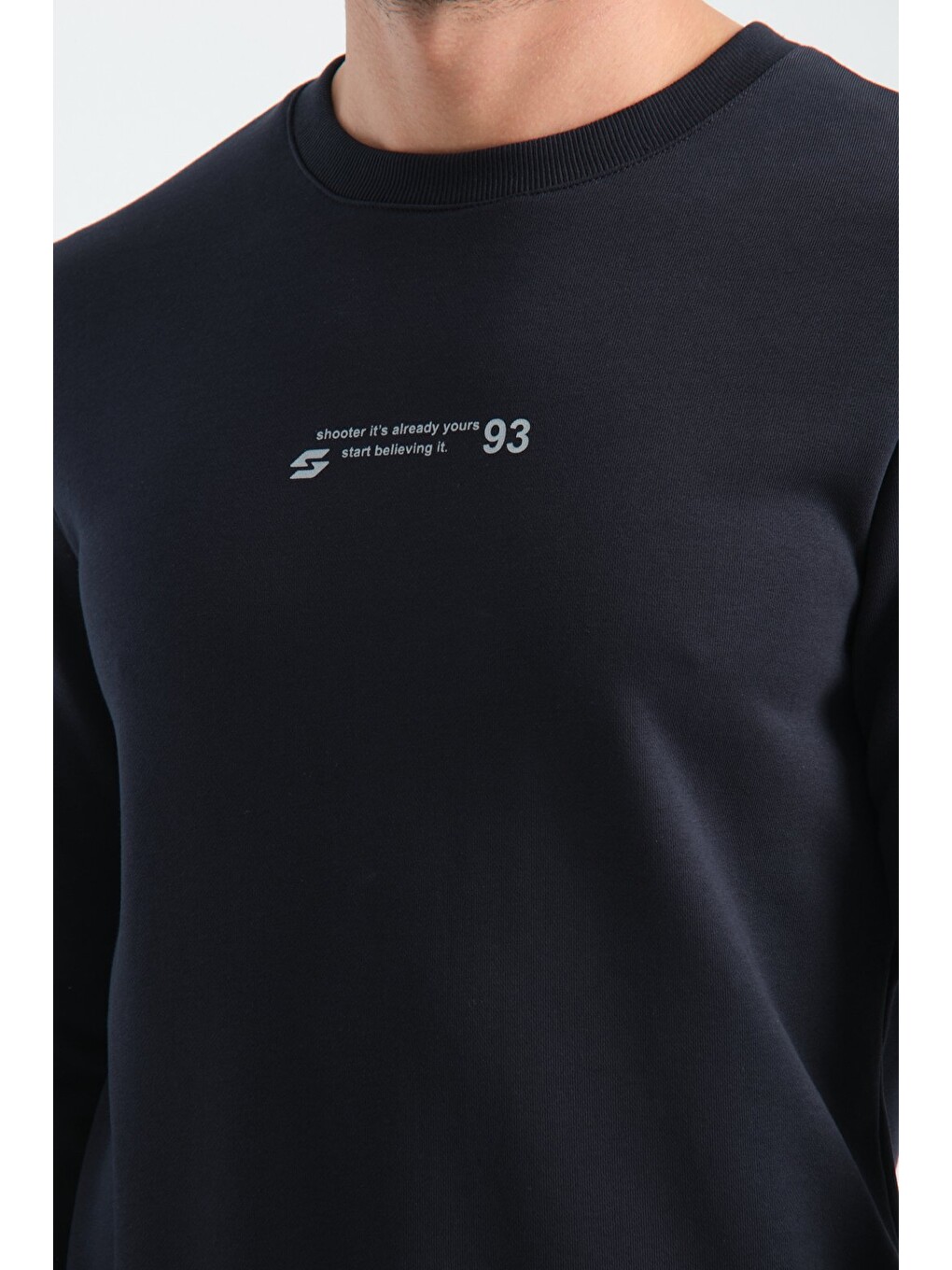 Lacivert Erkek Üç İplik Sweatshirt Regular Fit Pamuklu Bisiklet Yaka Günlük Spor Basic-3