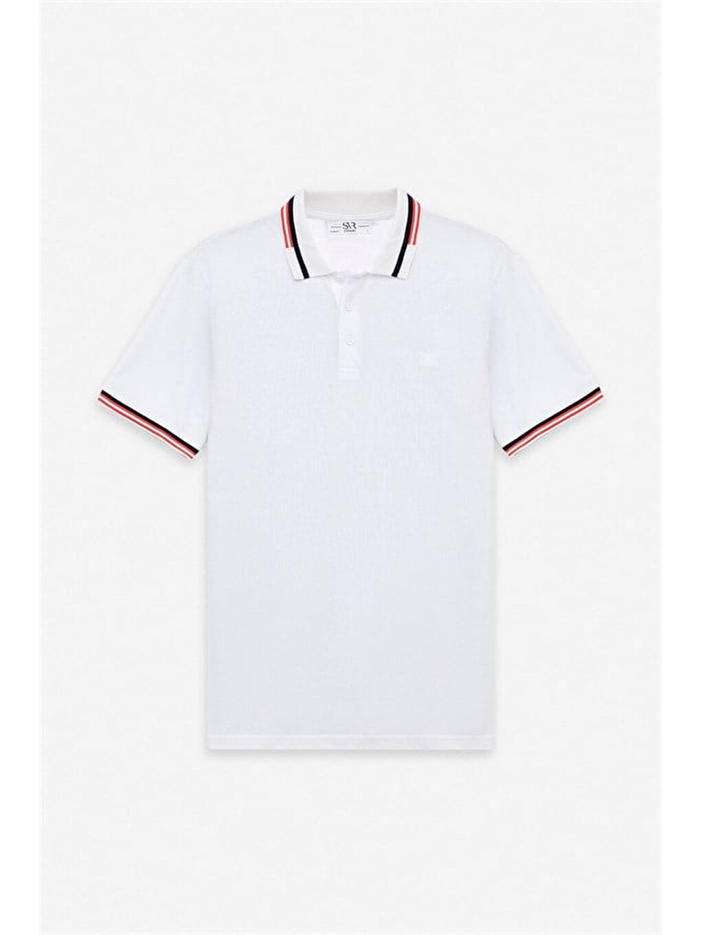 Beyaz Slim Düz Baskısız Pike Polo Yaka Tişört-6