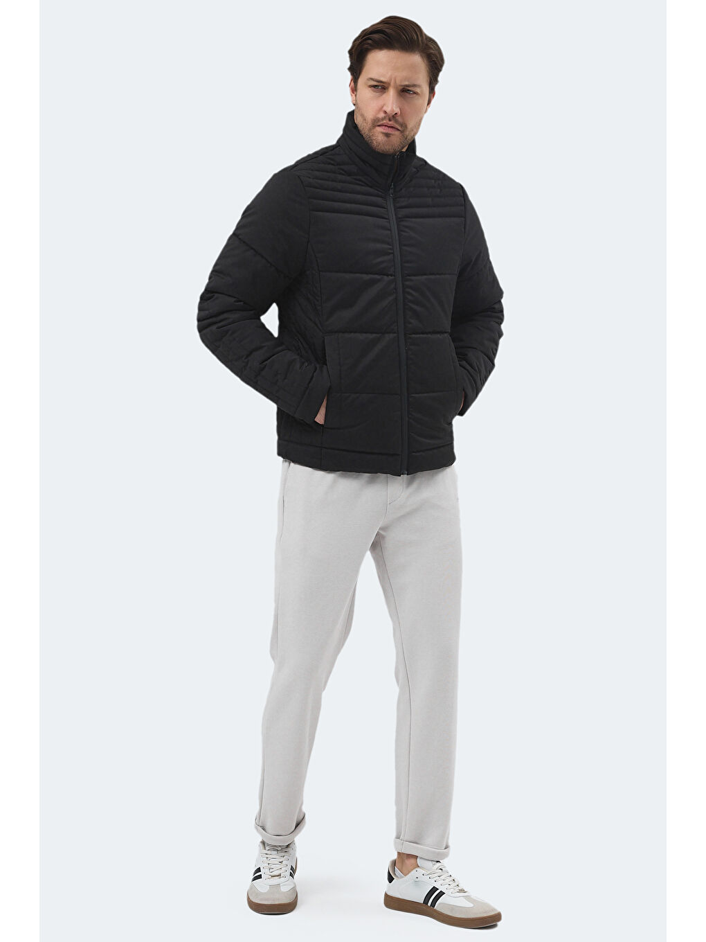 BLANCO Erkek Dik Yaka Slim Fit Siyah Mont & Kaban-6