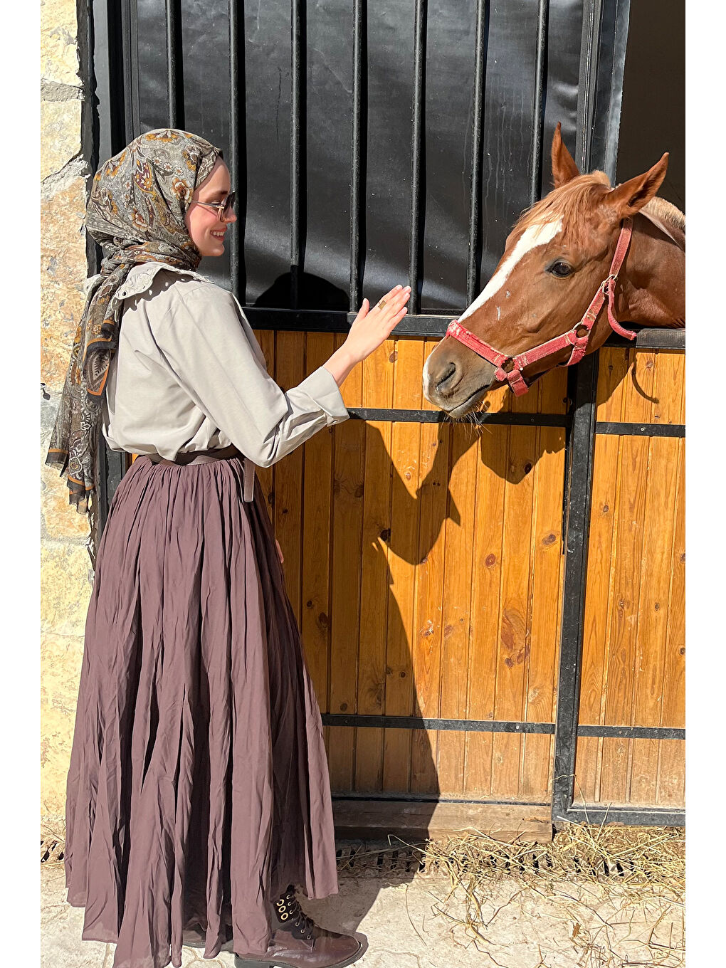 Kadın Vual Etek Kahverengi-1