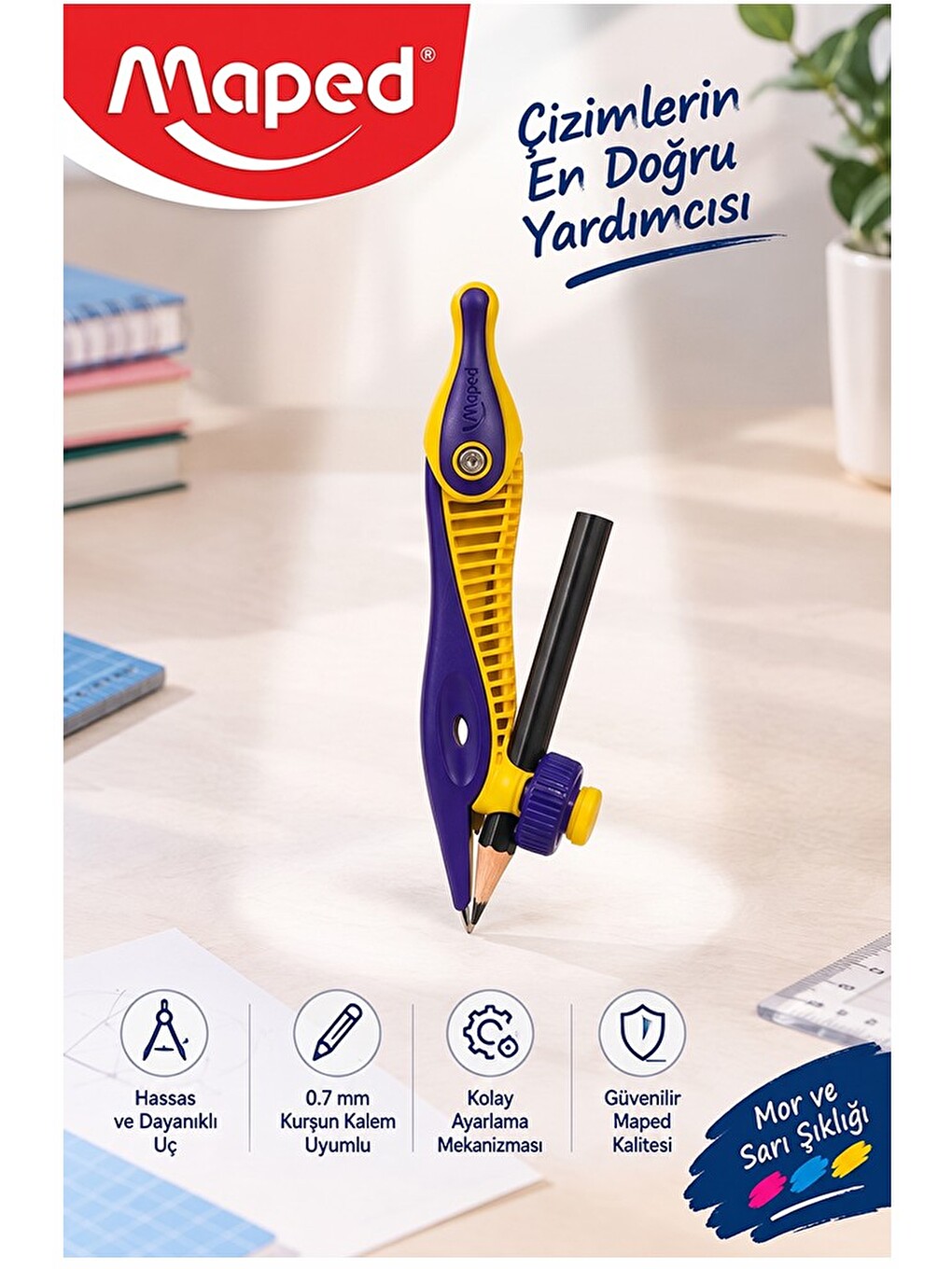 Plastik Pergel Kurşun Kalemli 1 Adet Kidz 191611 Pergel Matematik Geometri Mimari Proje Teknik