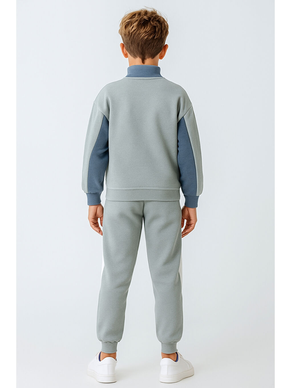 Yeşil Erkek Çocuk Brooklyn Stay Strong Baskılı 3 İplik Kalın Kışlık Eşofman Takımı Ak4225-3