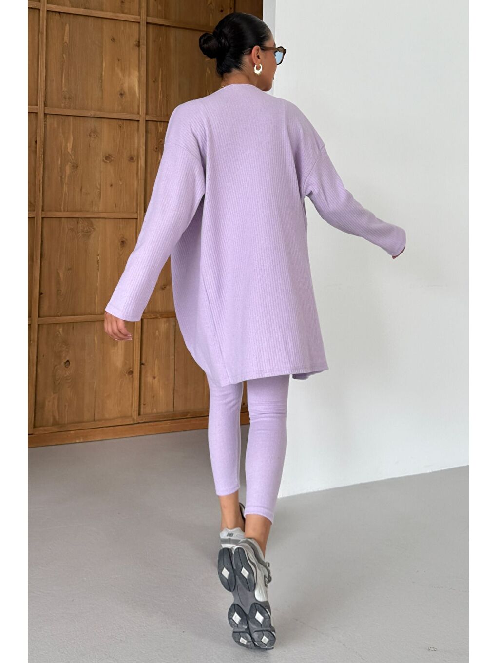 Mor Kadın Lila Askılı Atlet Tayt Hırkalı Alt-Üst Taytlı İnterlok Takım-3