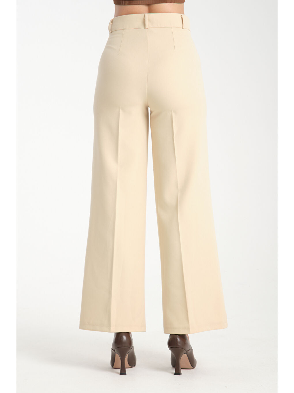 Bej Kadın Plazzo Kumaş Pantolon 2985-3