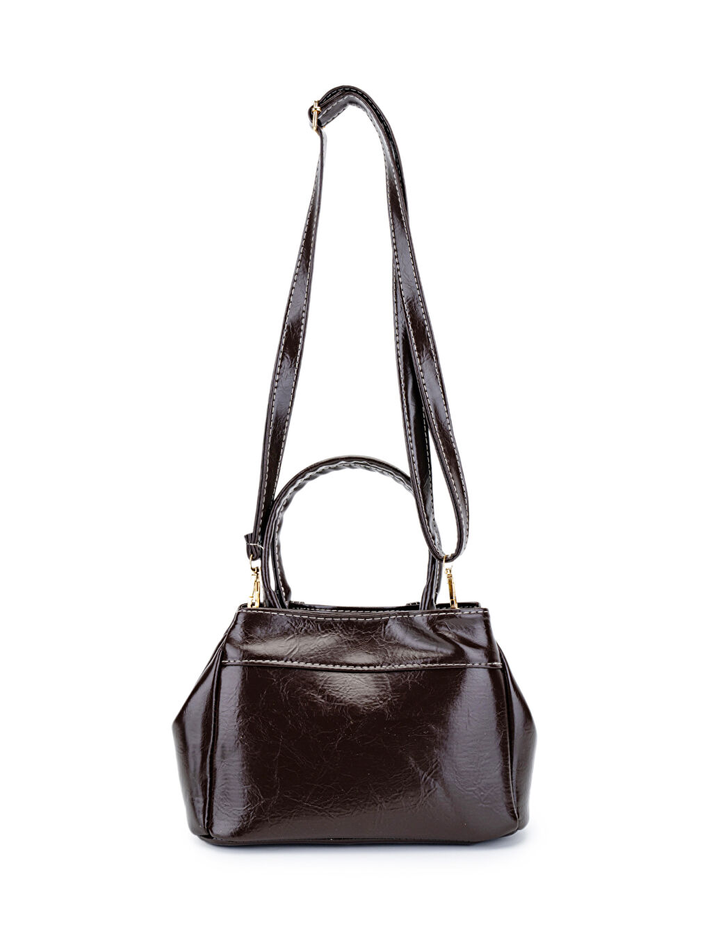 Kahverengi Suni Deri Kadın Çapraz Çanta Dirty Acı Kahve-3