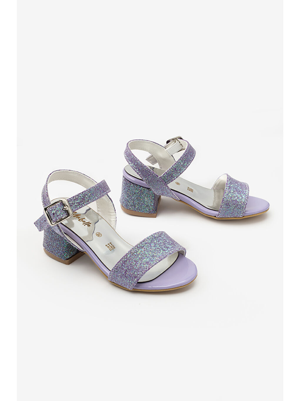 Lila Tek Bantlı Bilekten Bağlamalı Kız Çocuk Topuklu Ayakkabı