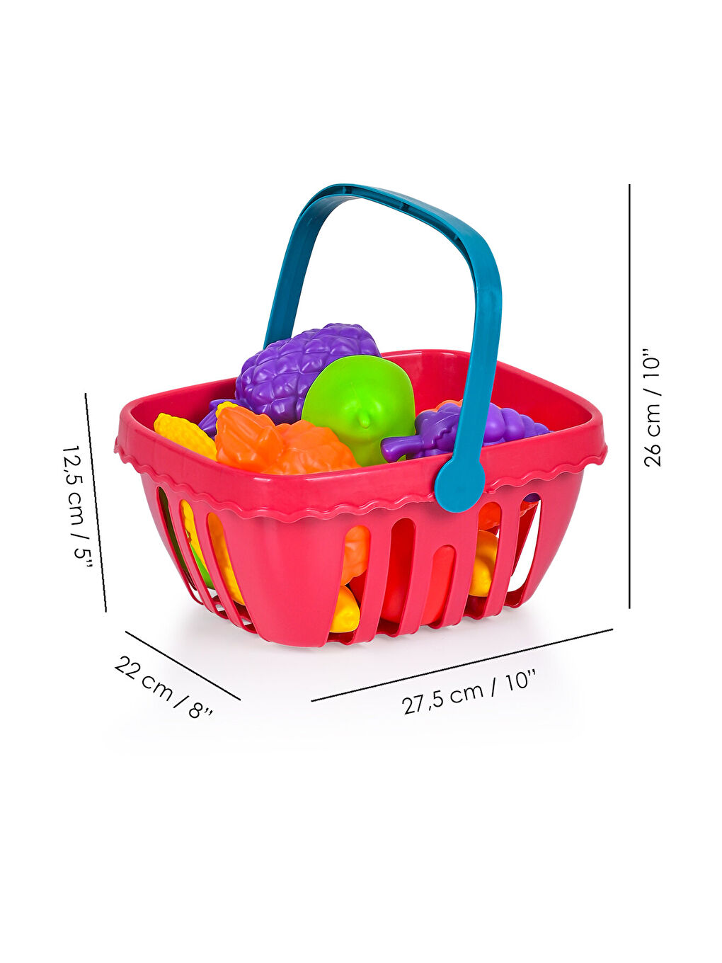 13 Parça Oyuncak Market Sepeti - Kulplu Meyve Sebze Atıştırmalık Alışveriş Sepeti-4