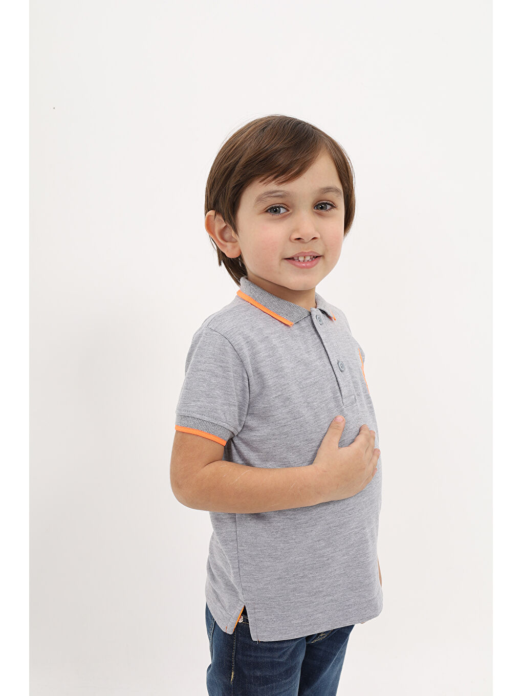 Gri Erkek Çocuk Nakışlı Tişört-3