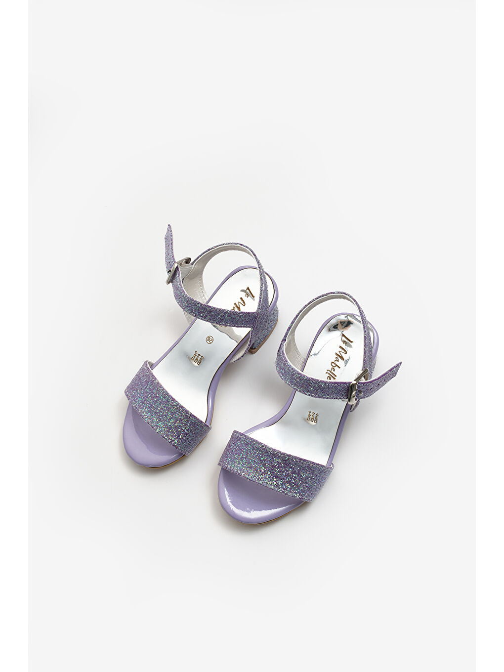 Lila Tek Bantlı Bilekten Bağlamalı Kız Çocuk Topuklu Ayakkabı-1