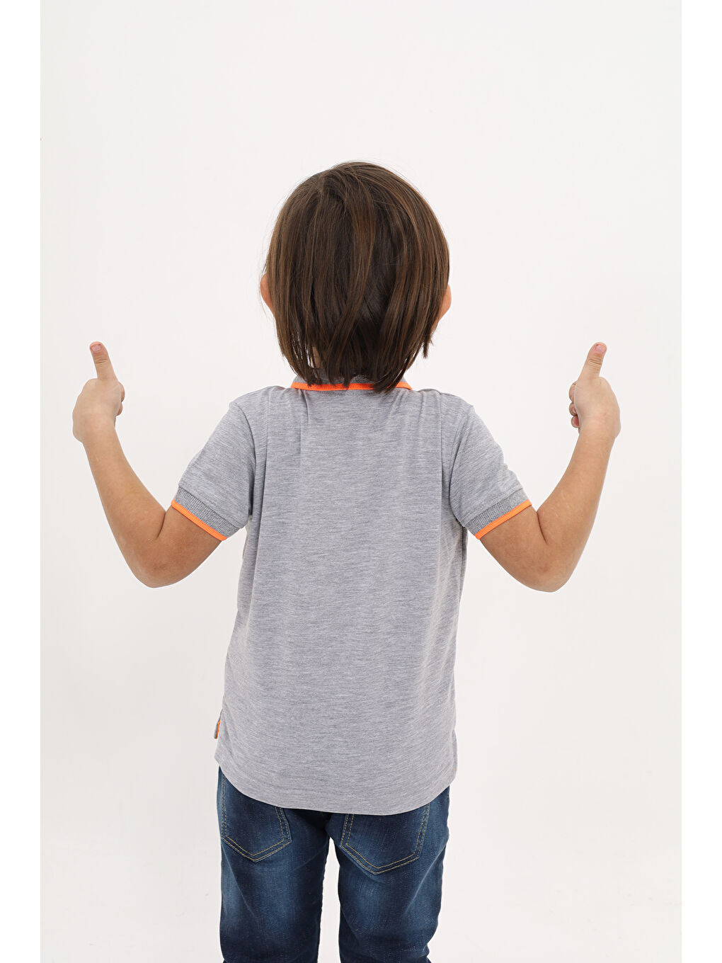 Gri Erkek Çocuk Nakışlı Tişört-4