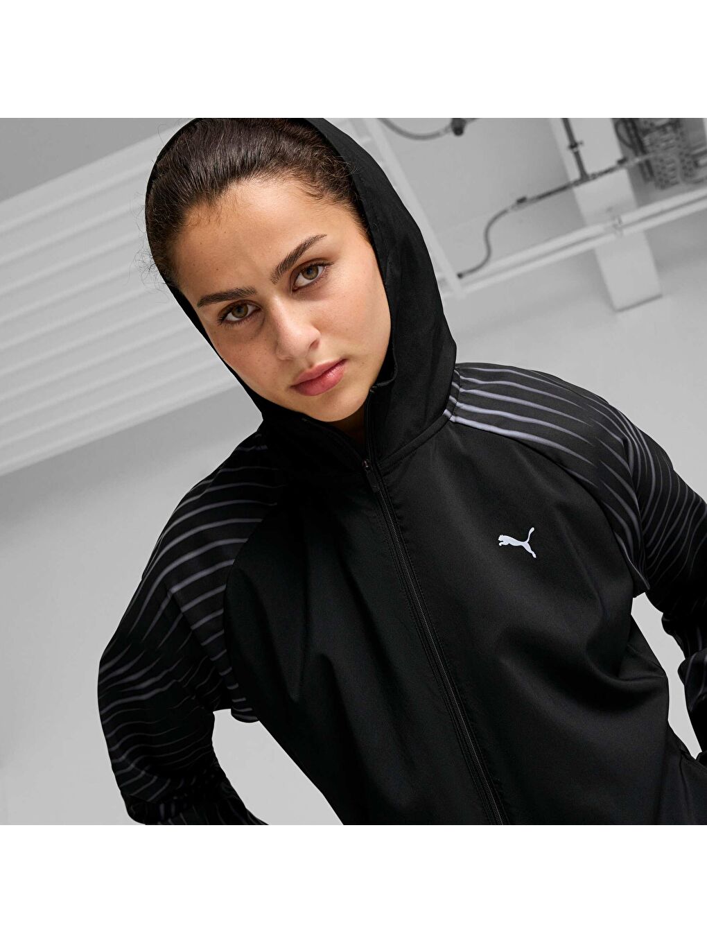 Siyah Favourite Velocity Printed Kadın Koşu Ceket