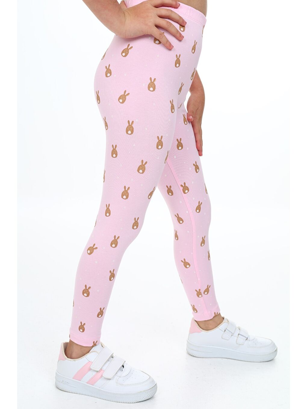 Pembe Kız Çocuk Baskılı Tayt-1