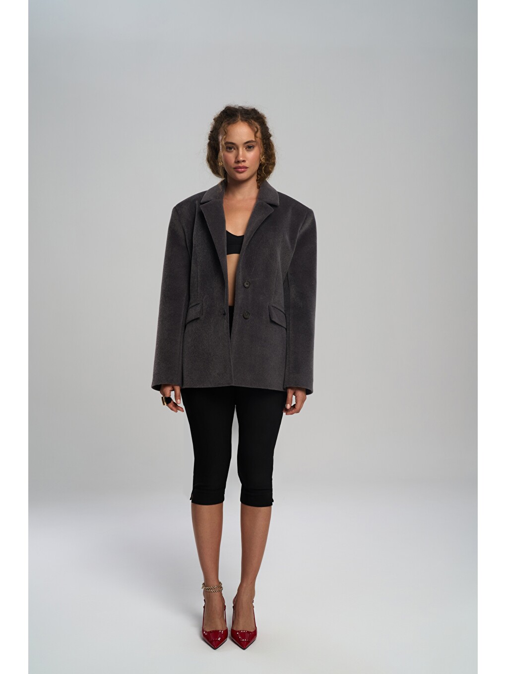 Kaela Bel Oturmalı Antrasit Blazer-1