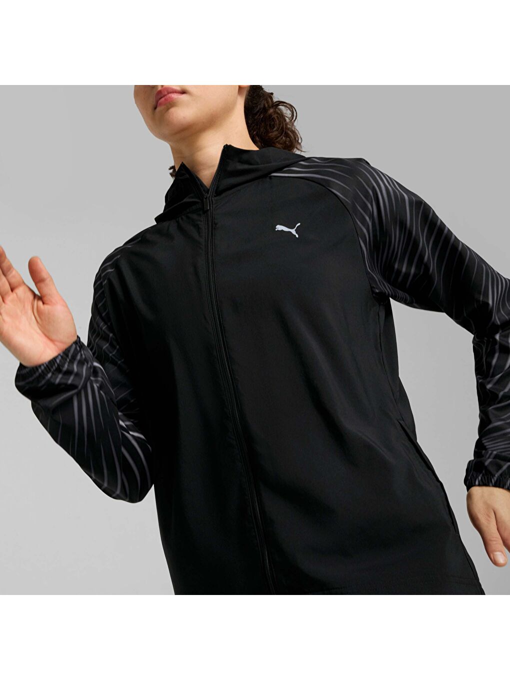 Siyah Favourite Velocity Printed Kadın Koşu Ceket-3