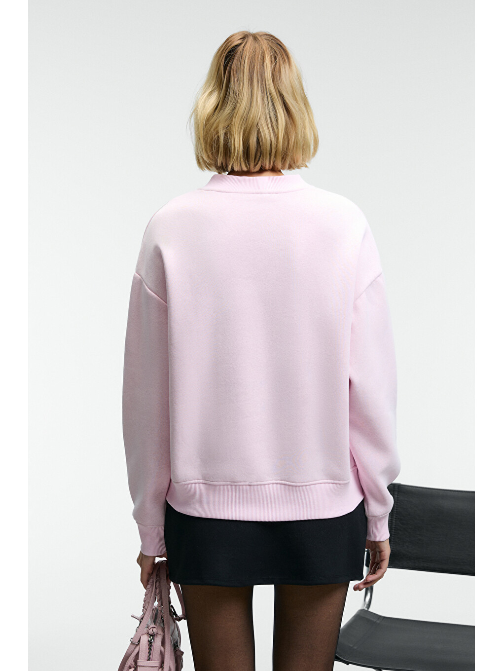 Arınel Kadın V Yaka Regular Fit Pembe Sweatshirt-4