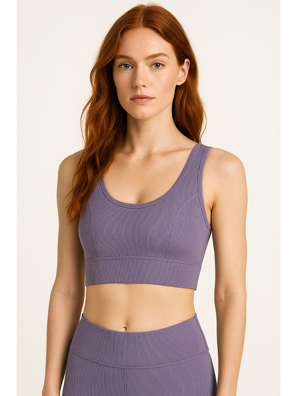 Mor Kalın Askılı Toparlayıcı Ripli Spor Büstiyer