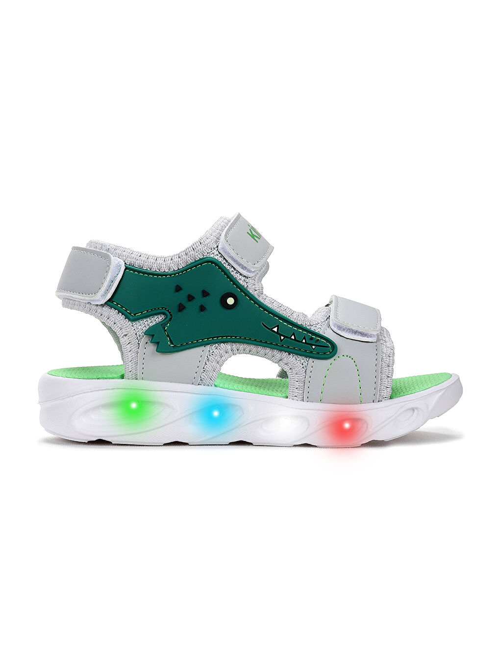 Gri Arnı Günlük Işıklı Cırtlı Erkek Bebek Sandalet Ayakkabı-2