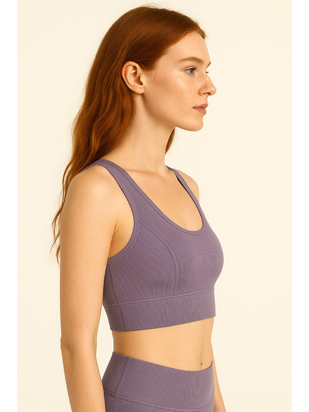 Mor Kalın Askılı Toparlayıcı Ripli Spor Büstiyer-1