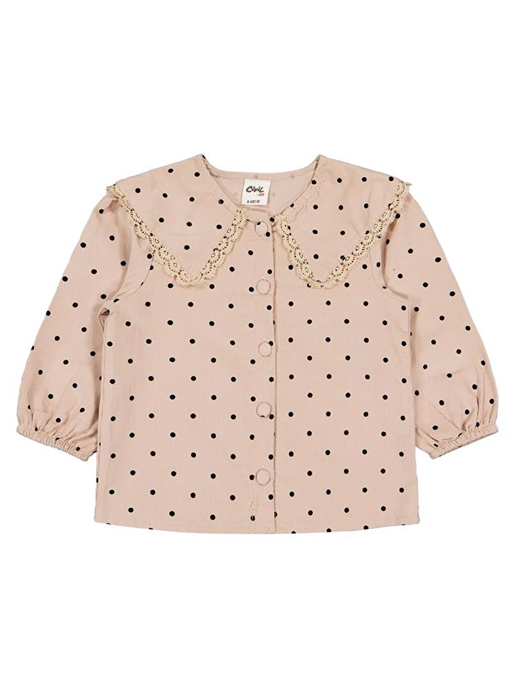 Baby Puan Baskılı Kadife 6-18 Ay Gömlek - Bej 18-24 Ay-1