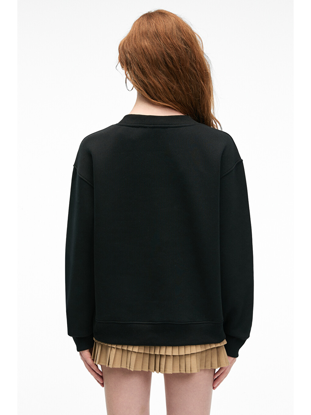 Arınel Kadın V Yaka Regular Fit Siyah Sweatshirt-5