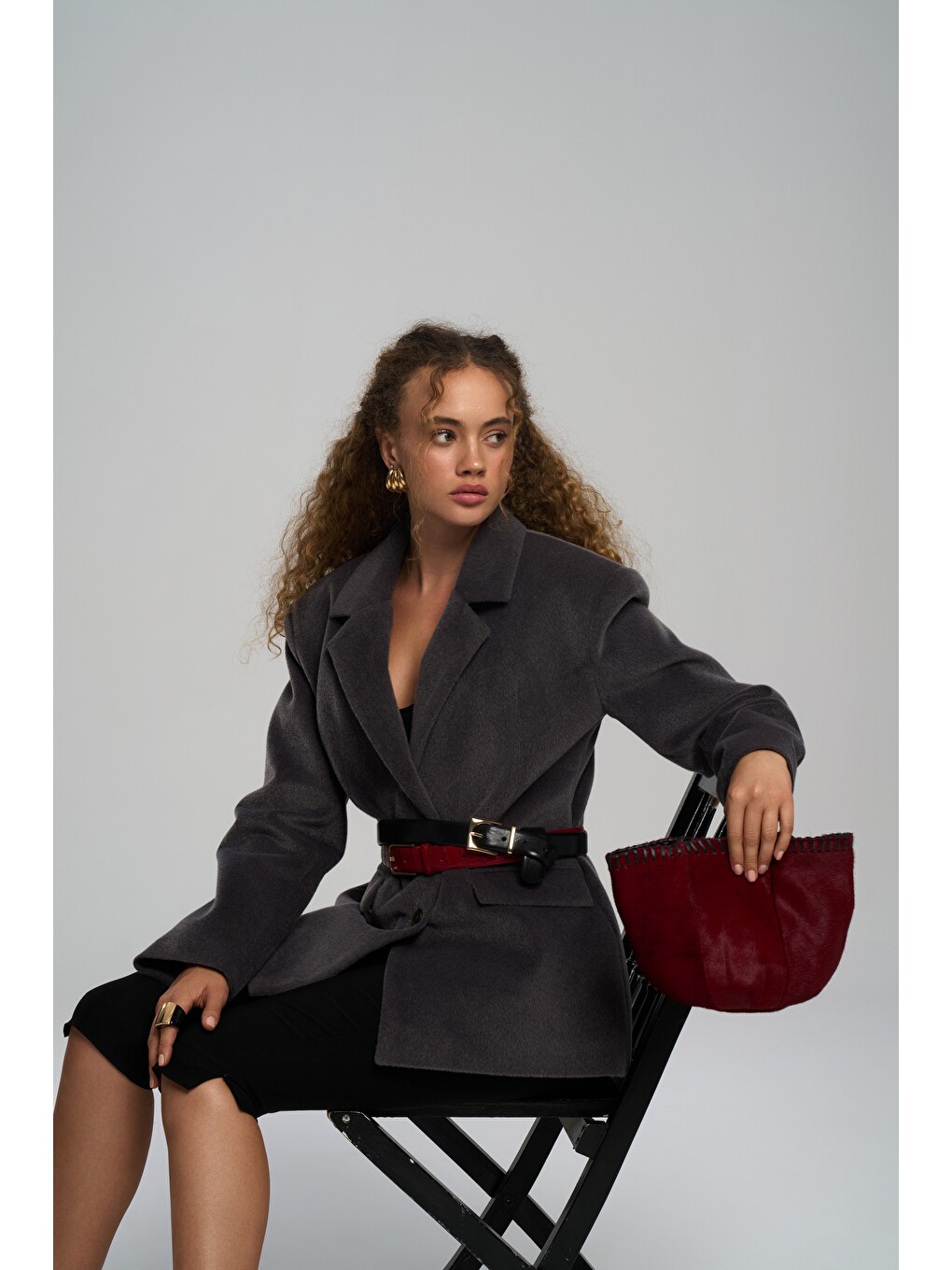 Kaela Bel Oturmalı Antrasit Blazer-5