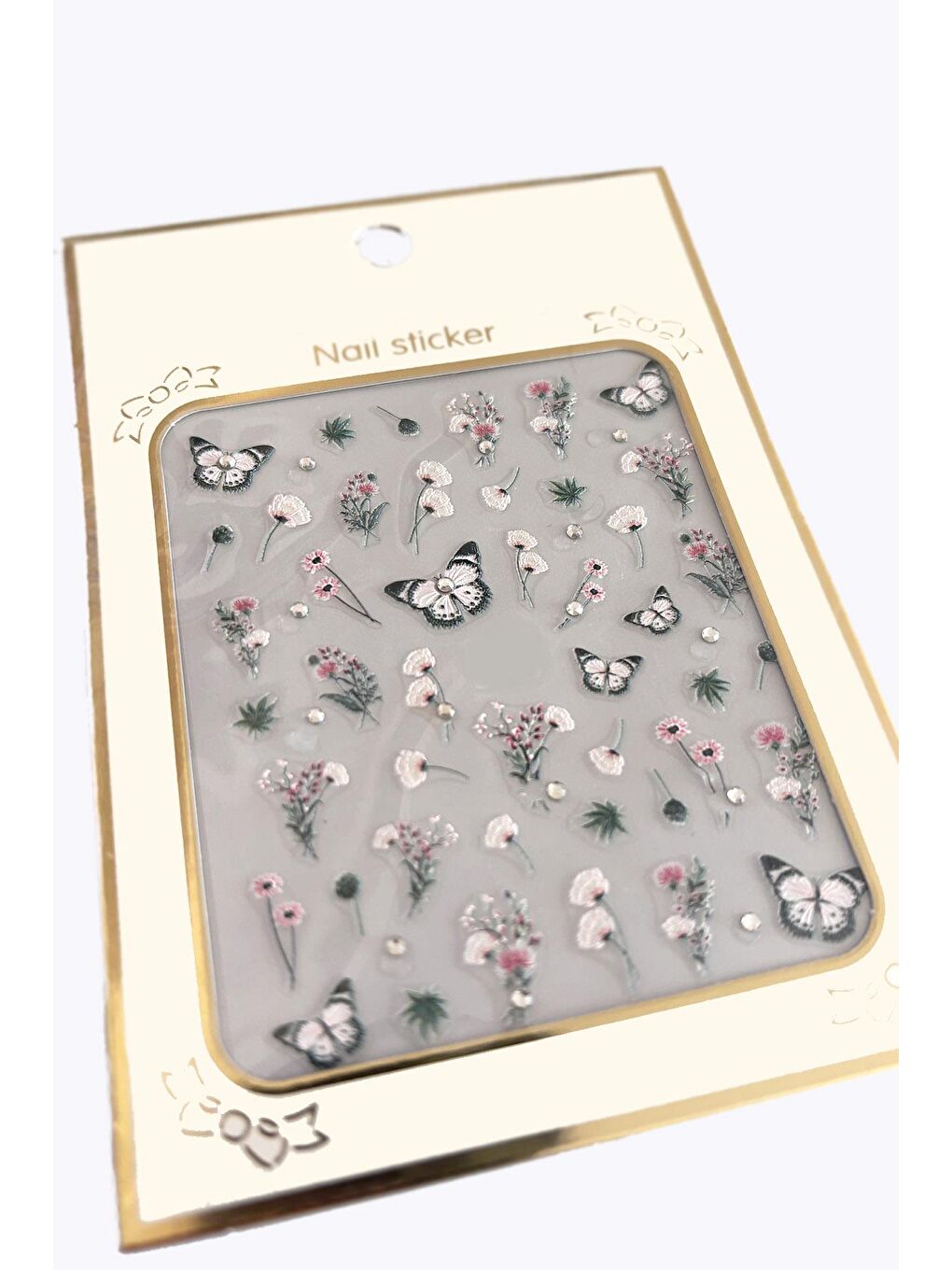 Taşlı Kelebek Kendinden Yapışkanlı Tırnak Sticker