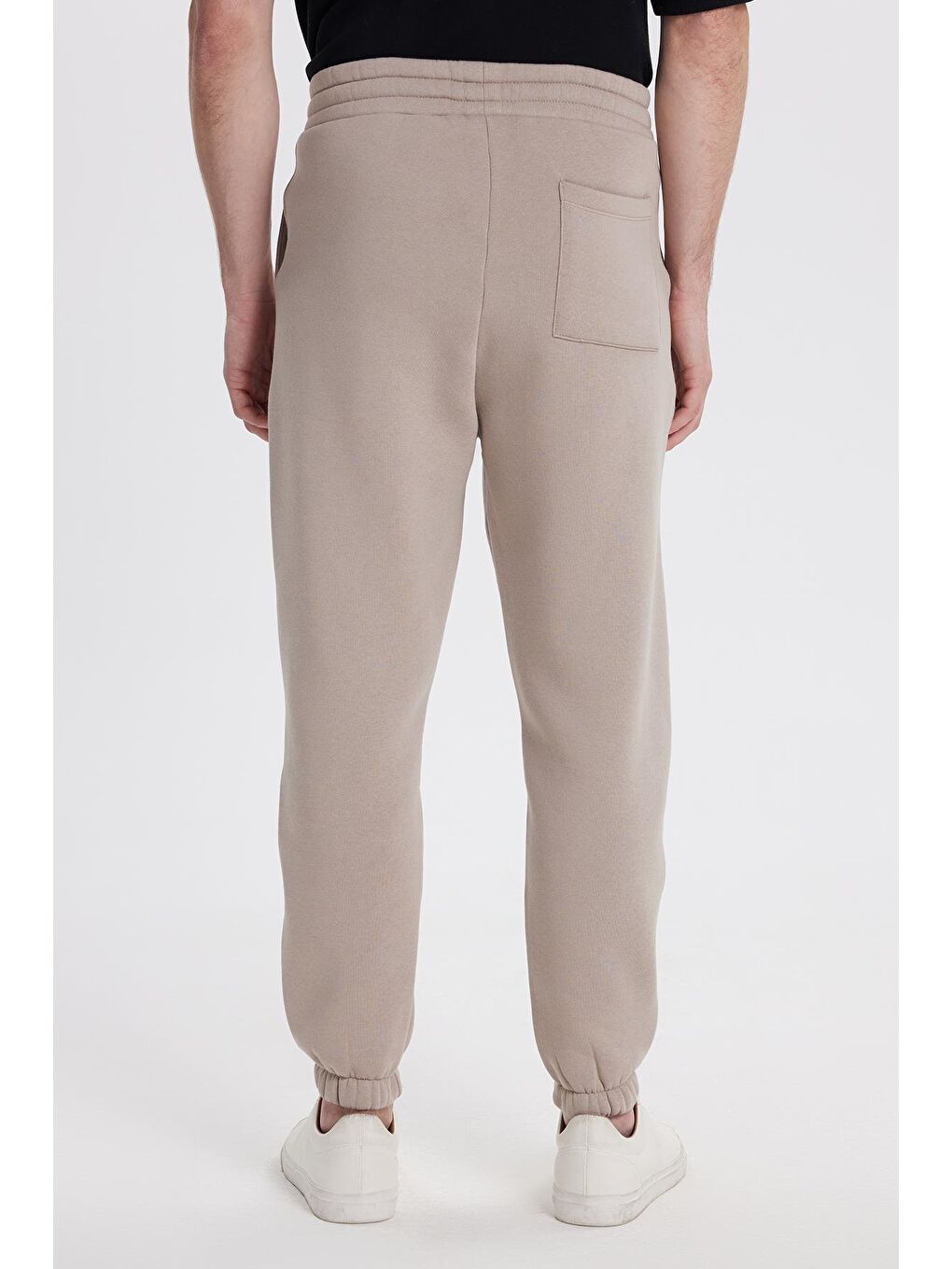 Unisex Relax Fit Rahat Kesim Şardonlu 3 Cepli Lastikli Jogger Paça Bej Eşofman Altı-7