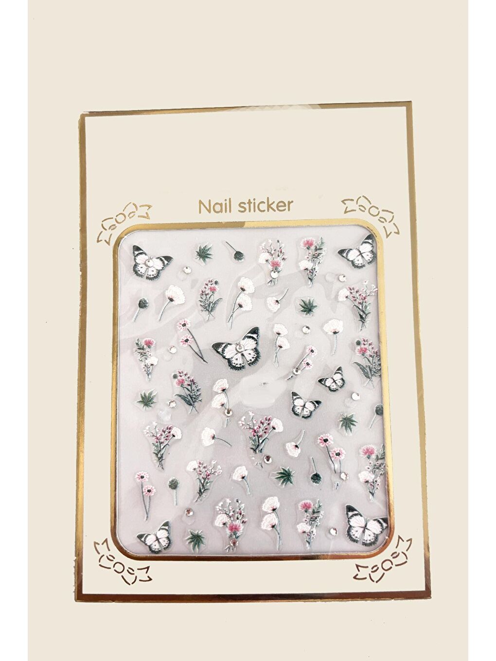 Taşlı Kelebek Kendinden Yapışkanlı Tırnak Sticker-1