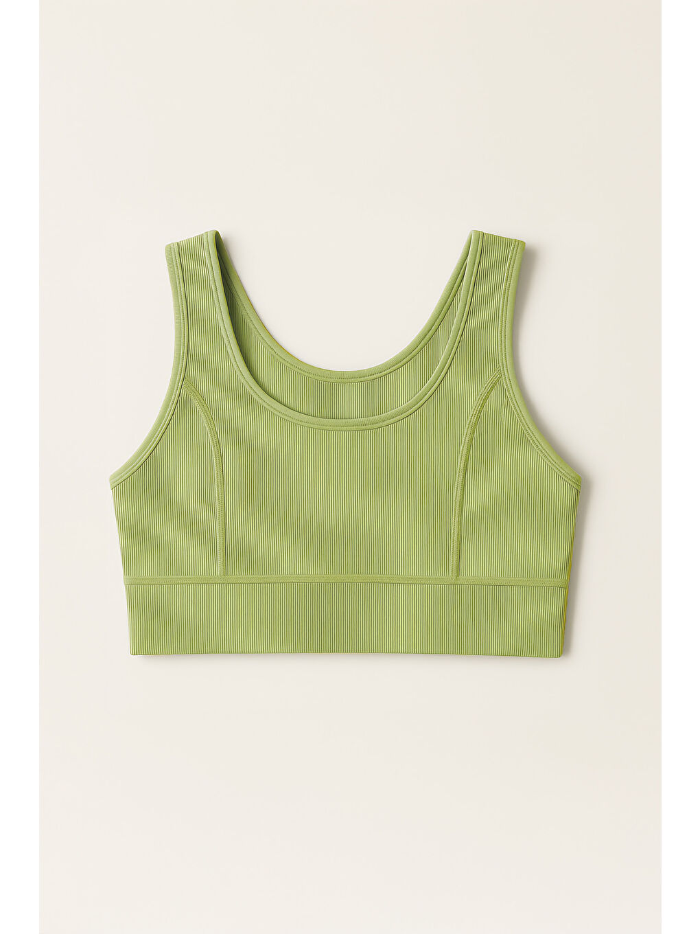 Yeşil Kalın Askılı Toparlayıcı Ripli Spor Büstiyer-2