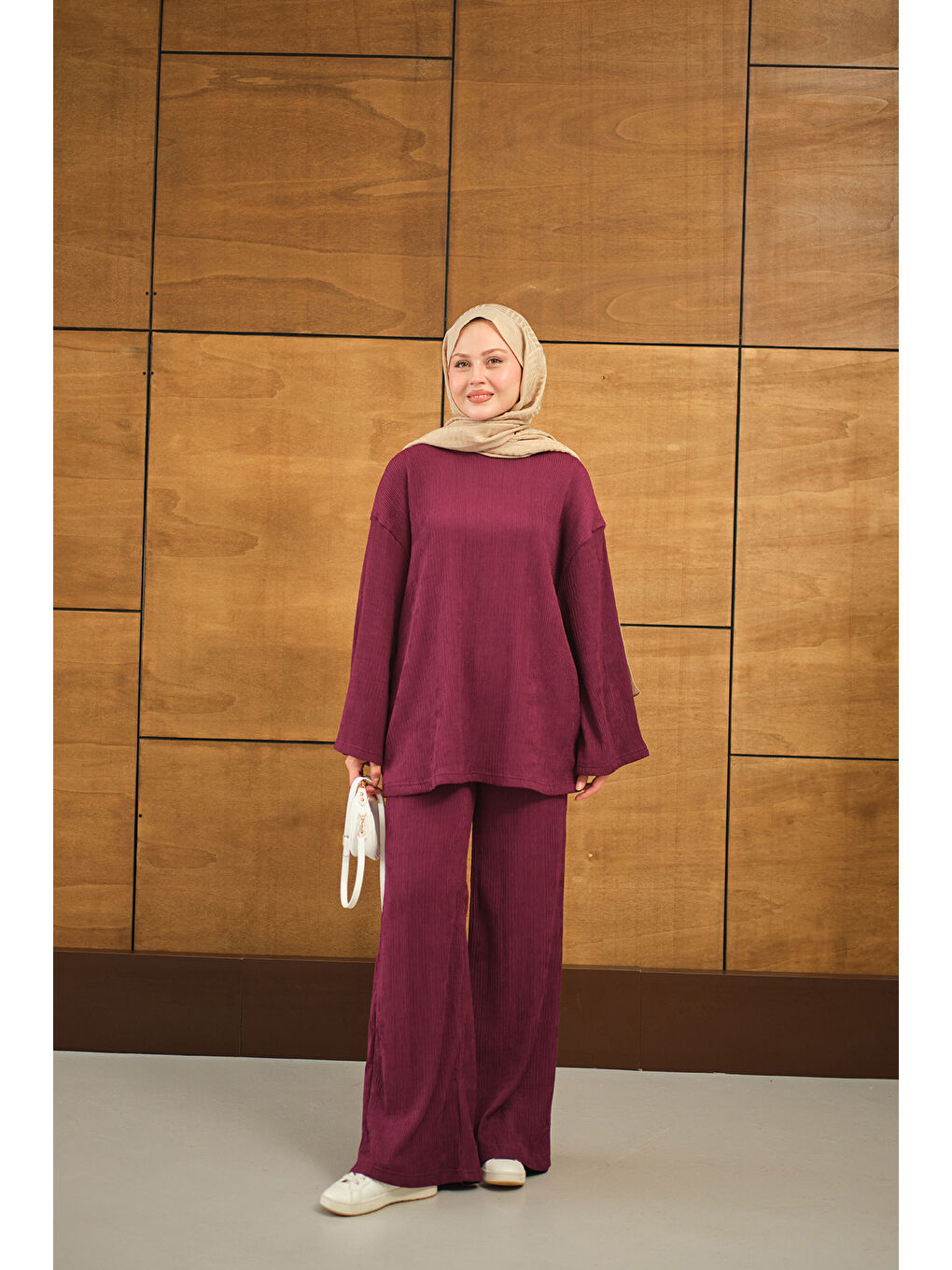 Kadın Bürümcük Desen Takım Bordo