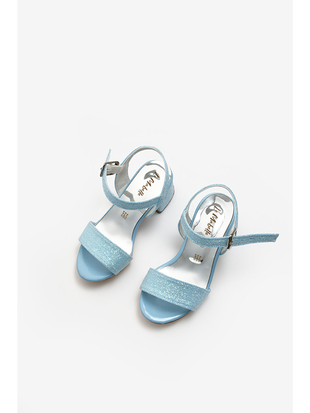 Mavi Tek Bantlı Bilekten Bağlamalı Kız Çocuk Topuklu Ayakkabı-1