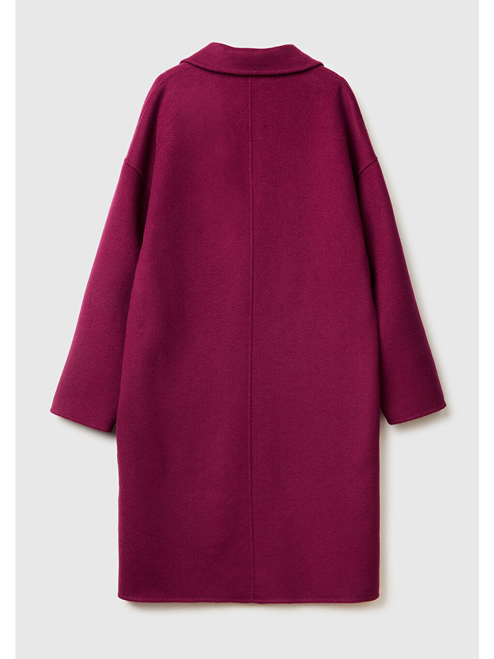 Kadın Mor Yün ve Viskoz Karışımlı Cep Detaylı Düğmeli Kruvaze Kaban-3