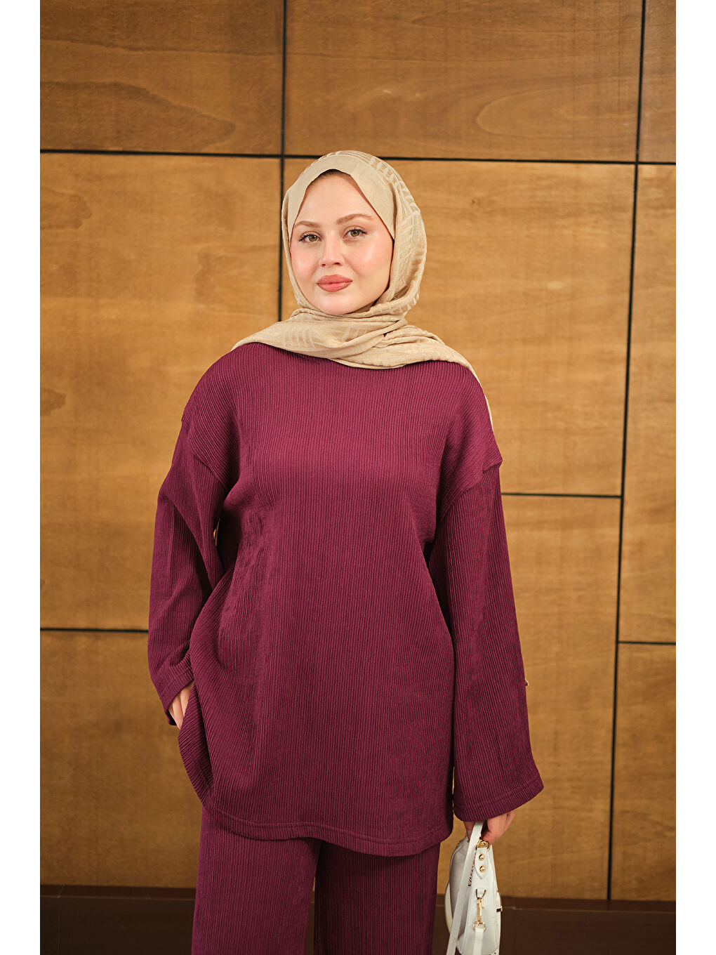 Kadın Bürümcük Desen Takım Bordo-1