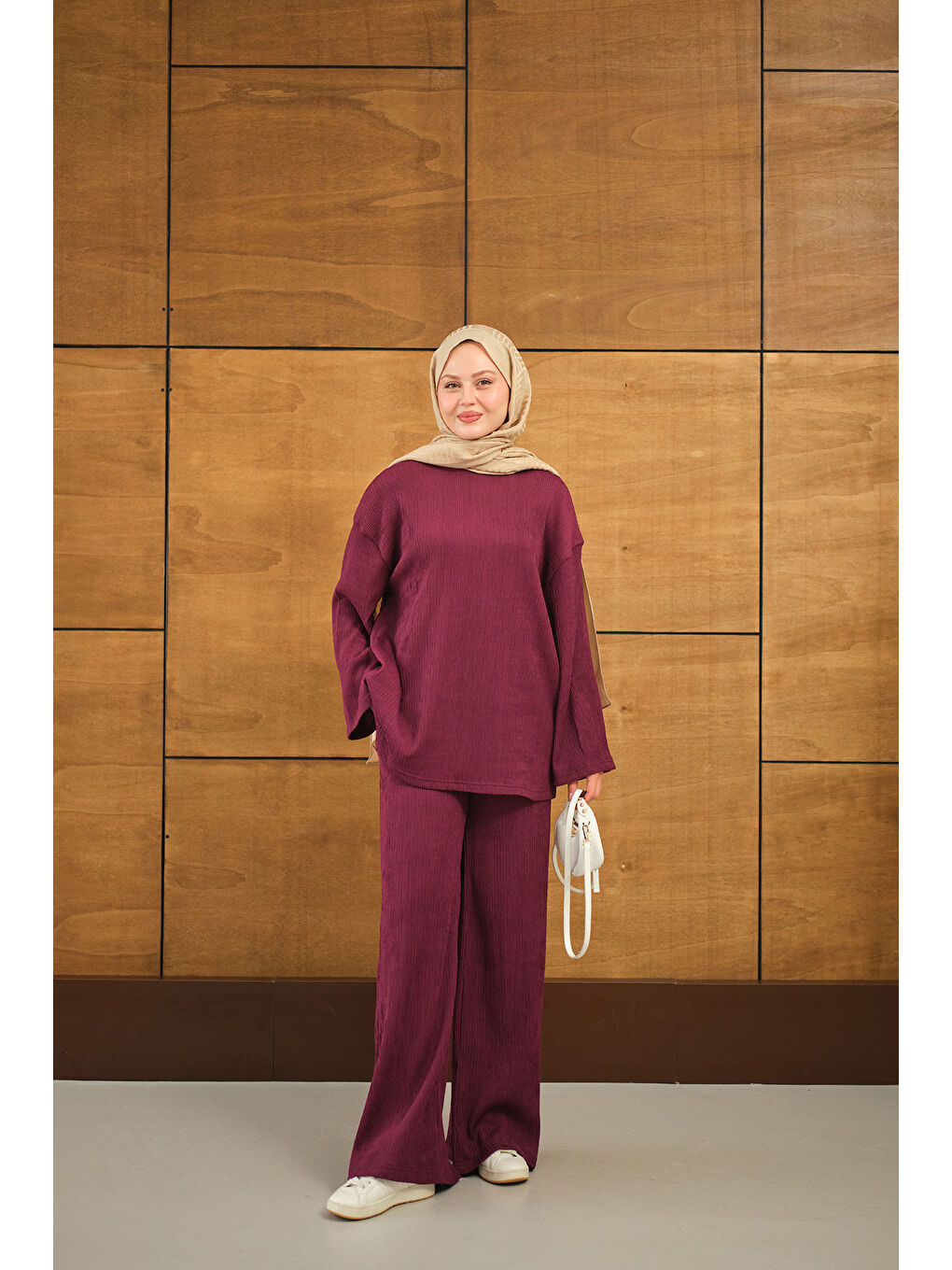 Kadın Bürümcük Desen Takım Bordo-2