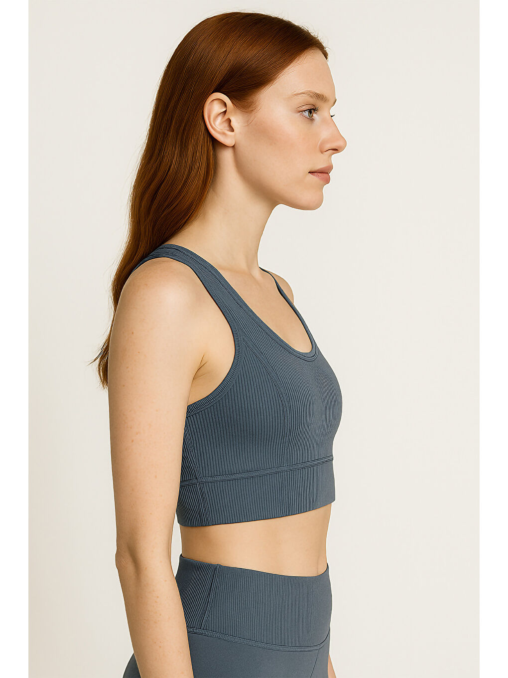 İndigo Kalın Askılı Toparlayıcı Ripli Spor Büstiyer-1