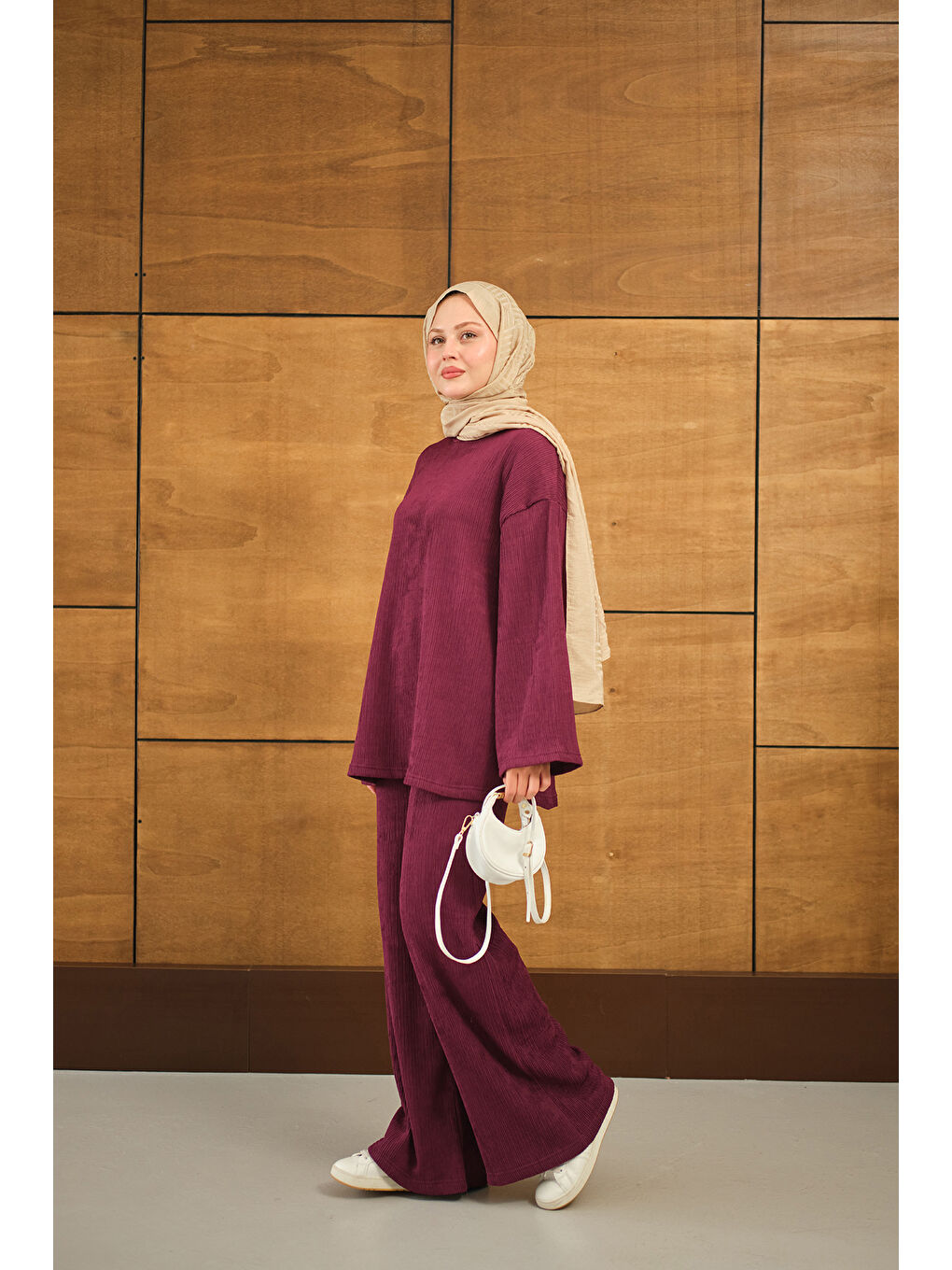 Kadın Bürümcük Desen Takım Bordo-3