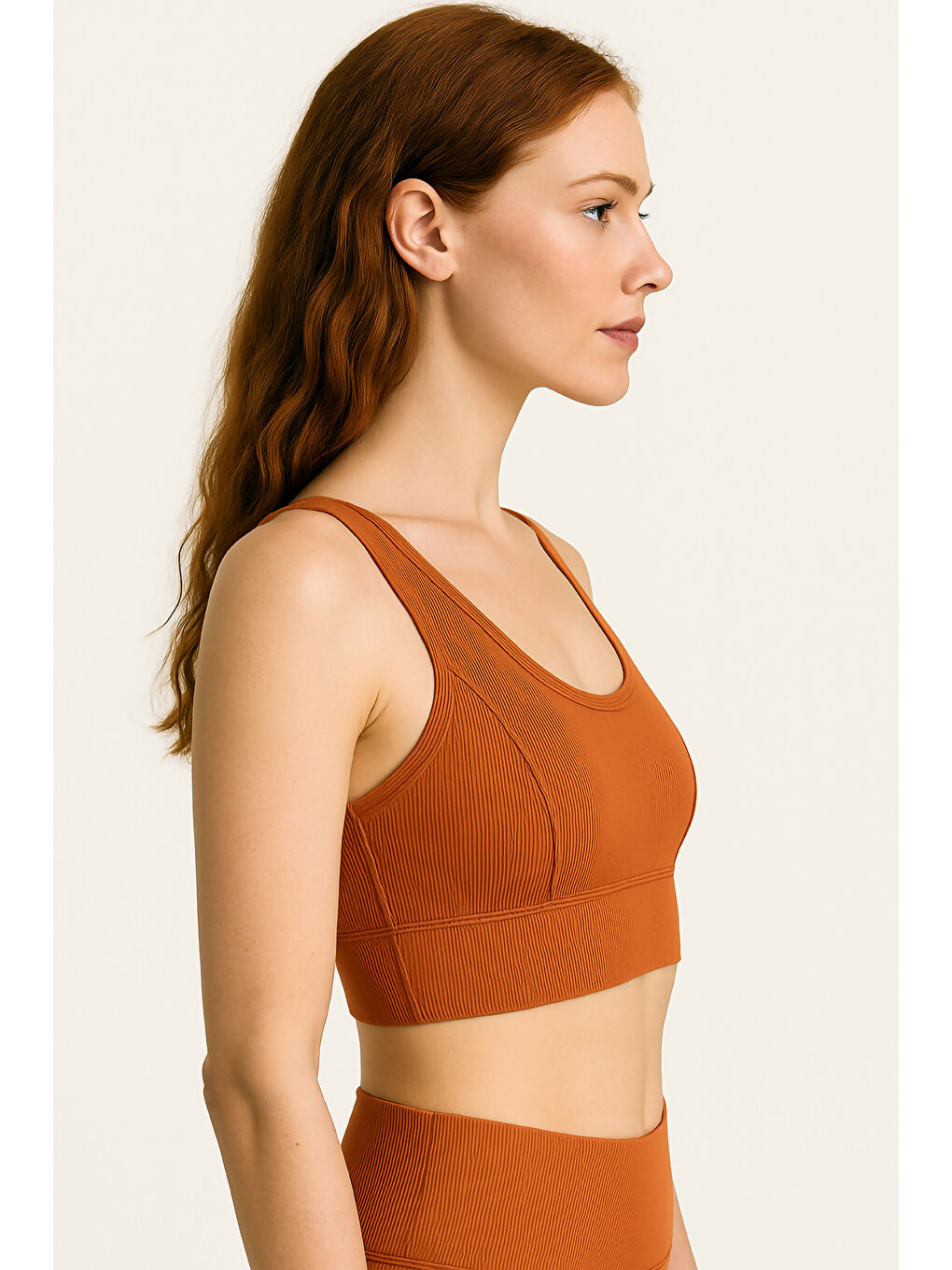 Kahverengi Kalın Askılı Toparlayıcı Ripli Spor Büstiyer-1