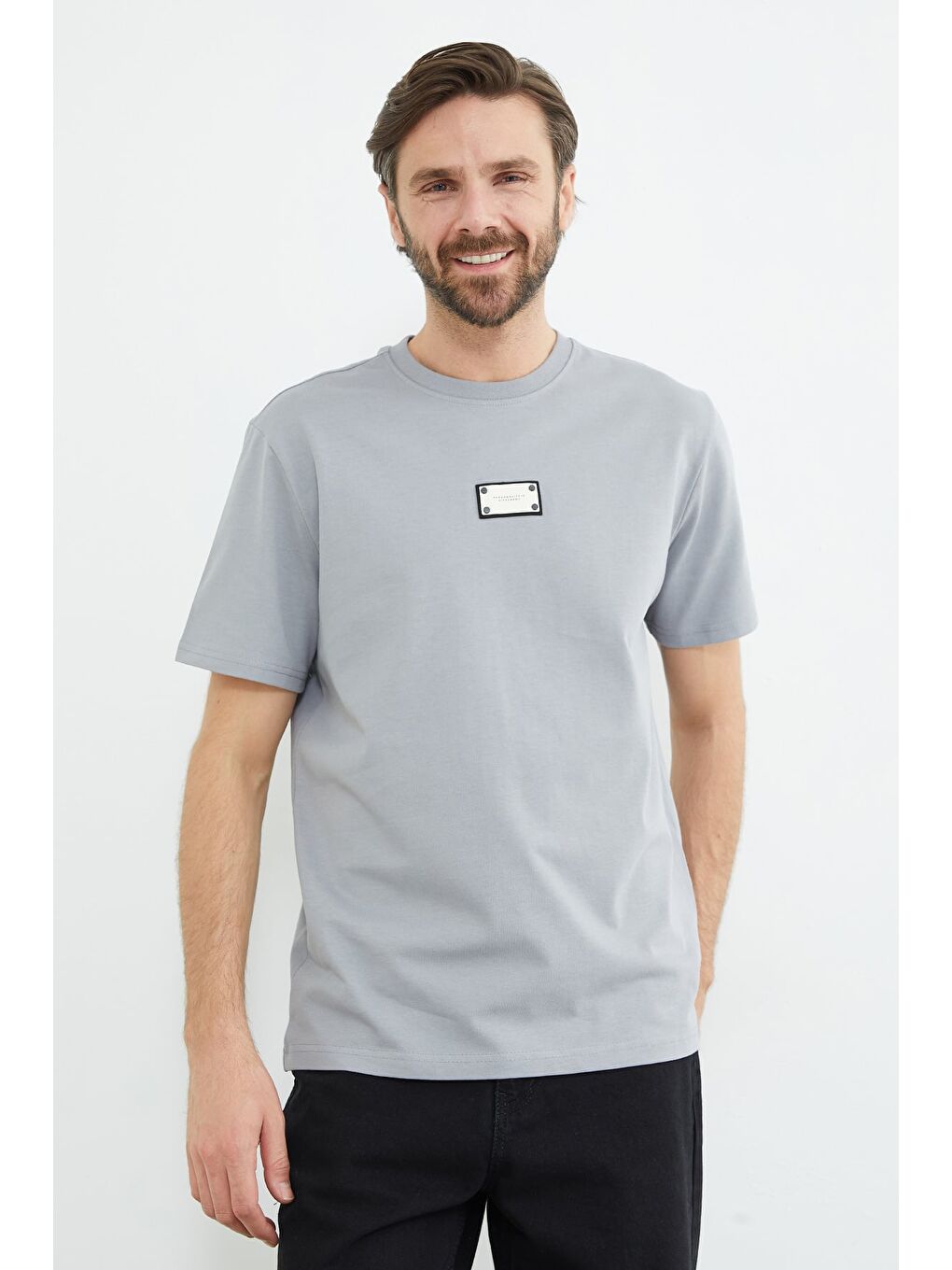 Gri Armalı Bisiklet Yaka Tişört-2