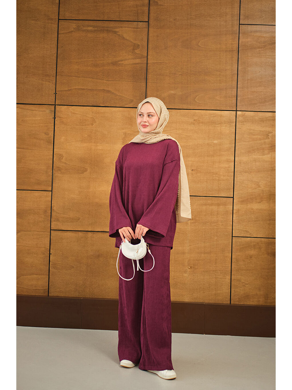 Kadın Bürümcük Desen Takım Bordo-4